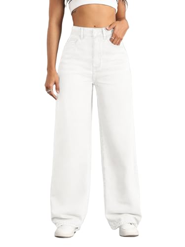 Image of Straight Leg Jeans for Women High Waisted Wide Leg Denim Pants