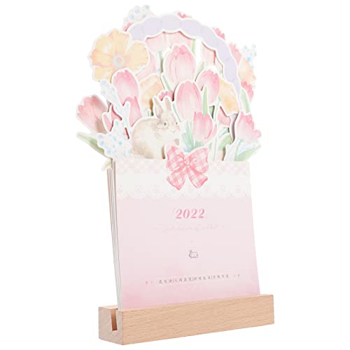SHINEOFI Calendrier de Bureau Portable avec Décor D' art de Fleurs 2022 Stand up Calendrier Calendrier Calendrier Debout Calendrier Table Calendrier pour La Maison de Bureau de Bureau de Cover