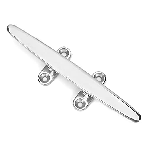 Qqmora 8-Inch Silver Stainless Steel Boat Dock Cleat, Anti Rusting, Well Polished Marine Hardware for Yacht, Deck Rope Cleat, Ideal for Boating Needs