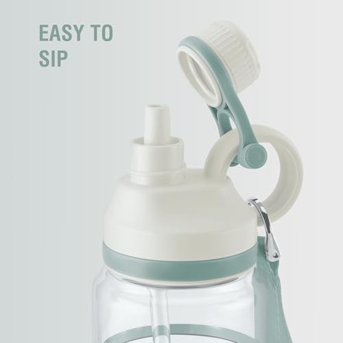 Image of MILTON Fuel 1000 Sipper Water Bottle 1 Litre | BPA Free Plastic Water Bottle for Adults | 100% Leak Proof | Removable Straw | Gym Bottle | Sports & Office Use | 997ml, White