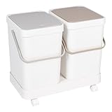 genialo Mülltrennsystem 2 Fächer à 12 l, mit Rollen, Mülleimer mit Henkeln einzeln entnehmbar, Sammelbehälter mit Deckel, Recycling System (42x26x37,5 cm)