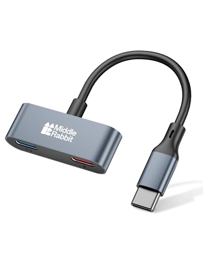 Répartiteur USB C Middle Rabbit pour écouter de la musique et charger