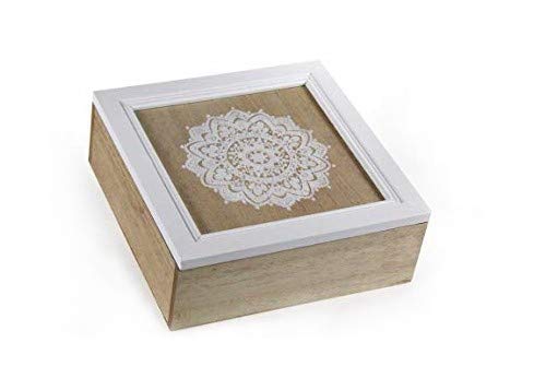 GICOS IMPORT EXPORT SRLWooden Casket Box 24 x 24 x 7 cm The Indian Shabby Chic Decor ILC-748271