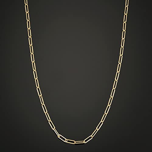 10k Yellow Gold 2.5 mm Paperclip Link Chain Necklace for Women (16, 18, 20, 24, 30 or 36 inch)3