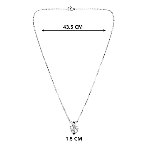 Image of Peora Silver Plated White Cubic Zirconia Studded Fancy Pendant Chain Necklace Stylish Fashion Jewellery Gift for Women Girls