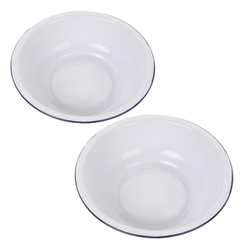 BESPORTBLE Set 2 Tazones Esmaltados Vintage 30cm y 32cm Blanco miniatura 1