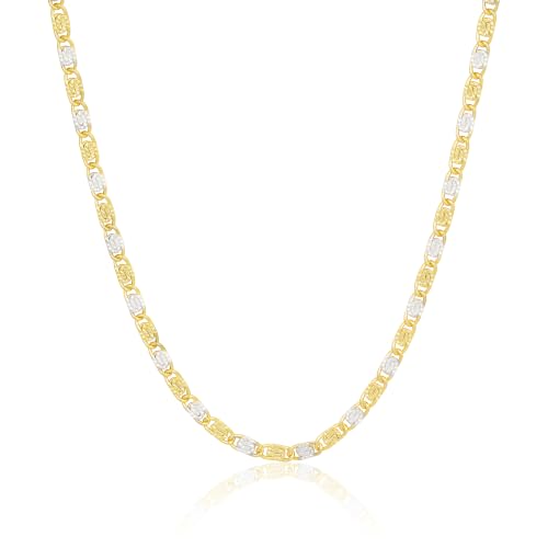 dnswez Two Tone Wire Necklace Gold and Silver Link Chain Adjustable 18K Gold Plated Twist Vintage Classic Jewelry (Embossed)