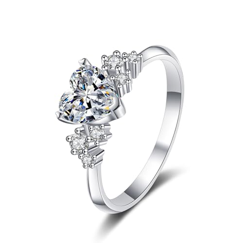 14K Gold Engagement Rings for Women| Heart-shaped 1 Carat Women's Diamond Ring | D-color VVS2 Excellent Cut | Romantic Proposal Jewelry