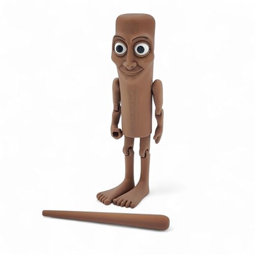 Image of qwik3D Tung Tung Tung Sahur Action Figure | 6-Inch Meme Toy | Italian Brainrot Collectible | 3D Printed Articulated Model with Bat | Funny Viral Figurine Gift | Brown (Pack of 1)