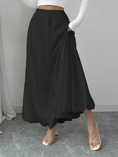 Women's 2025 Summer Casual Long Skirts Satin Long A-Line Elegant Skirt4