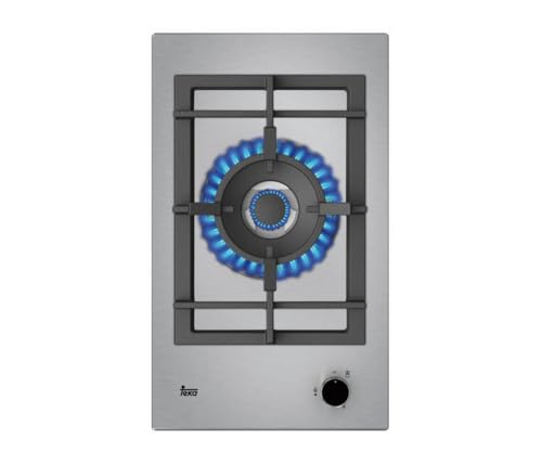 TEKA Placa de Gas Butano 30 cm, 1 Quemador Alta Eficiencia, Mando Metalizado, Autoencendido Integrado, Seguridad Auto-lock, Rejillas de Hierro Fundido, EFX 30.1 1G AI AL DR CI BUT