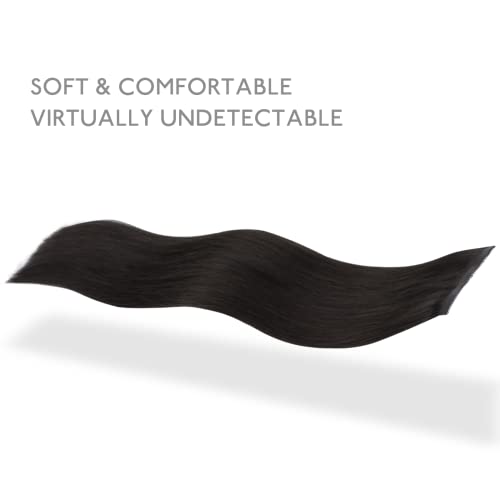 Image of WENNALIFE Invisi Edge Clip in Hair Extensions Human Hair 7pcs Ultra Invisible 50% Thinner Seamless Clip Ins Dark Brown Natural Remy Hair 16 inch