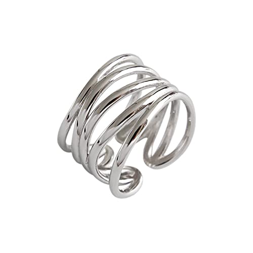 STANG Anillos de Plata 925 auténtica para Mujer, joyería Fina entrelazada sin Fin, Anillos Antiguos Ajustables Grandes, Regalo