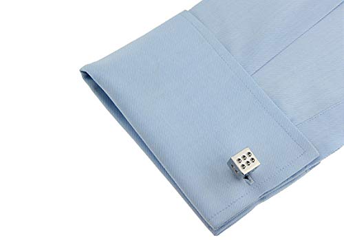 Mancuernillas Daesar Hombre Dados Zirconia Cubica Plateadas miniatura 4