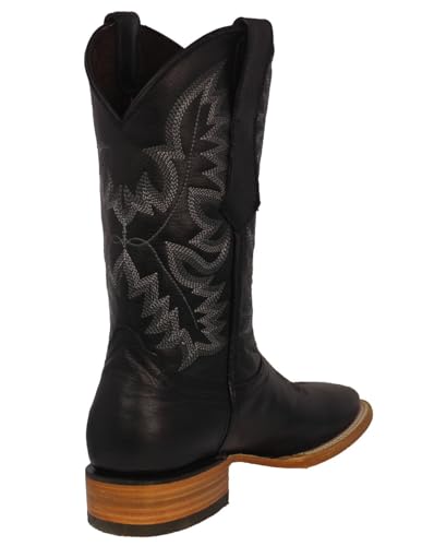 Texas Legacy Mens Black Western Cowboy Boots Rodeo Wear Leather Square Toe Botas3
