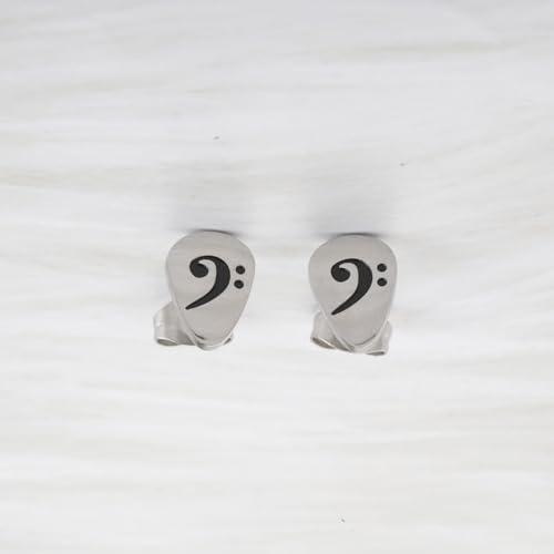 CENWA Tiny Bass Clef Guitar Pick Stud Earrings Music gift Musical Earrings Bass Clef Jewellery Music Note Earrings4