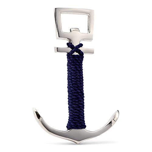 NKlaus 11 cm x7 cm ancora apribottiglie in ottone argento blu corda marittima 11792