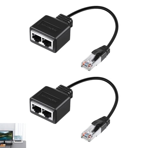 Ksywydu 2 St&uuml;ck RJ45 Splitter Adapter, LAN Ethernet Extender 1 Stecker auf 2 Buchsen Netzwerkkabel Verteiler f&uuml;r Cat5 Cat5e Cat6 Cat7 kompatibel mit Router Switch TV PC Set-Top-Box Netzwerkger&auml;te