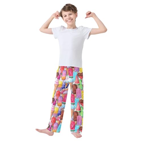 Boys' Pants Multicolor Ice Cream Splash Long Bottoms Jogger Pants Elastic Waist Trousers with Pockets S-XL2