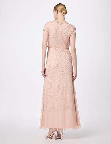 Image of Adrianna Papell Womens Short Sleeve Blouson Beaded Gown