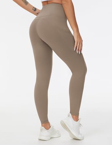 Image of THE GYM PEOPLE Thick High Waist Yoga Pants with Pockets, Tummy Control Workout Running Yoga Leggings for Women