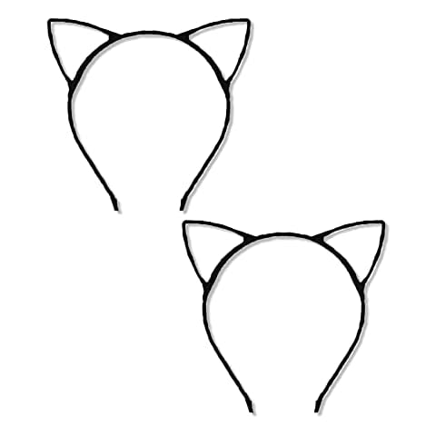 GONDNOWS 2pcs Black Cat Ears Headband Hairband Headband Headband for Girls Ladies Makeup Party Dating Cosplay Cover