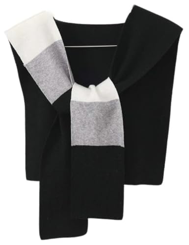 Women's Color-Block Knitted Shawl Wrap Lightweight Warm Shoulder Cape Accessories Knotted Cover-up for All Seasons