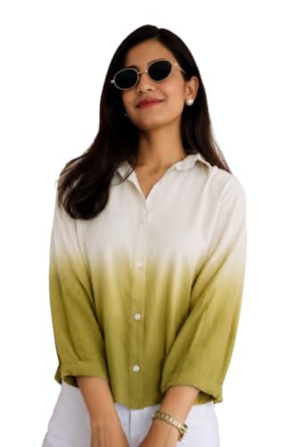 Image of Women's Ombre Pink Casual Shirt for Women | Full Sleeve Stylish Western Top | Soft Regular Fit Button Down Shirt for Girls & Women