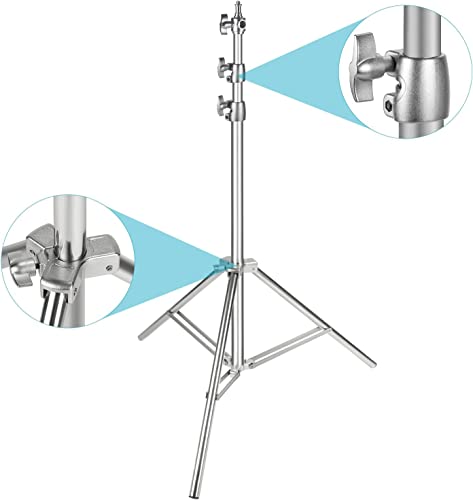 Image of NEEWER 2PCS Light Stand Kit, 79 inch /200cm Stainless Steel Heavy Duty Tripod Stand with 1 /4 inch to 3 /8 inch Adapter for Studio Softbox, Monolight, Reflector