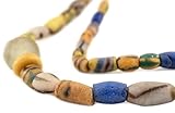 TheBeadChest Extra Fancy Sandcast Powder Glass Bead Medley 14mm Ghana African Multicolor Mixed Large Hole 30 Inch Strand Handmade