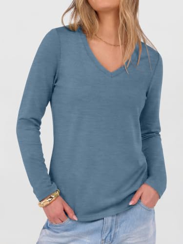 Image of ANRABESS Long Sleeve Shirts for Women Wrinkle Free V Neck Fall Top