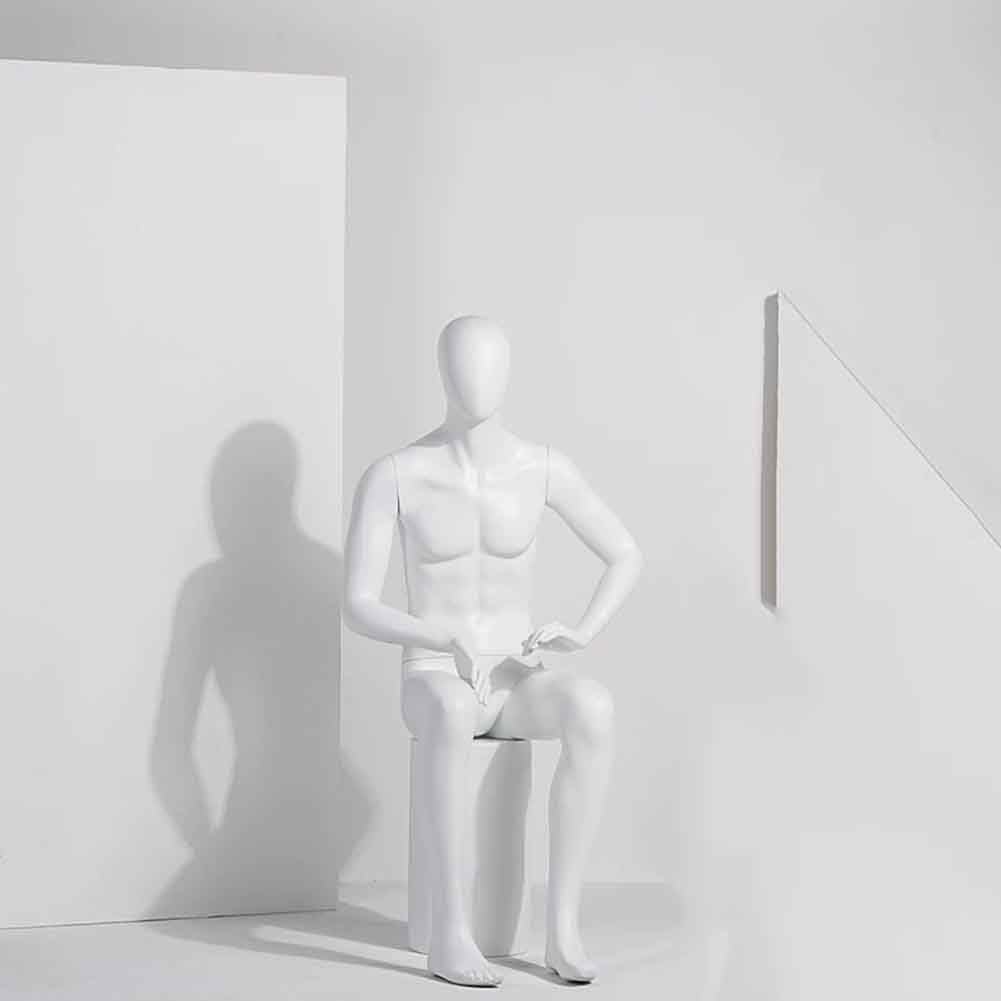 Male Mannequin Dress Form Display, Realistic Full Body Mannequin with Metal Base Detachable Dress Form Stand 74 Inches Height for Retail Clothing Shops, White(#4)