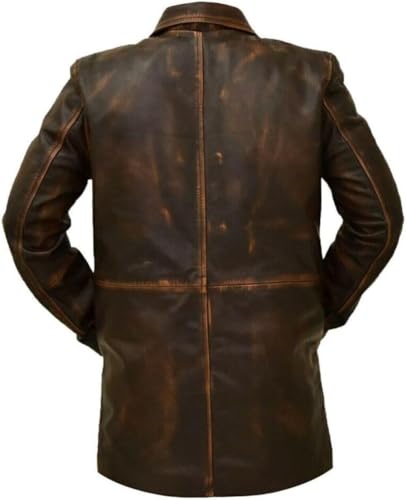 Image of Harocks Real Lambskin Leather Men's Coat- 3 /4 Length Brown and Black Leather Coat