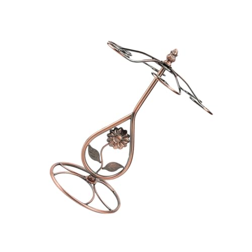 IWOWHERO Soporte para Copa de Vino Tipo Estante Decorativo de Mesa Diseño Colgante Invertido Antigoteo y Resistente al Óxido Capacidad para Copas Color Bronce Antiguo
