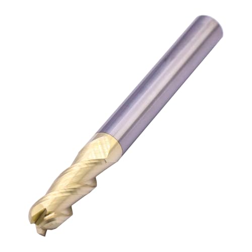 Image of 1 /4 inch 3 Flute Solid Carbide Ball Nose End Mill for Aluminum, ZrN Coated | 37 Helix, 1 /4 inch Cutting Dia, 1 /4 inch Shank Dia, 3 /4 inch Length of Cut, 2-1 /2 inch Overall Length, for Milling Aluminum and Copper
