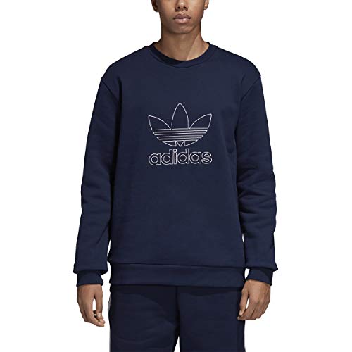 adidas Men's Must Have Badge of Sport Fleece Crew Sweatshirt (Small, Collegiate Navy)