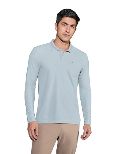 Image of TECHNOSPORT Men Polyester Slim Fit Polo Neck Full Sleeve Matpiq T-Shirt with Patch Pocket for Regular Use