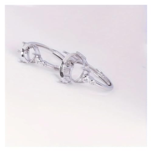 Anillo de plata de ley ajustable oro rosa de 12 mm para engastar gemas 7