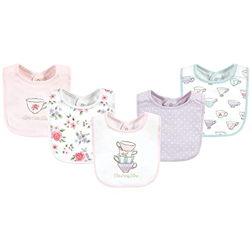 Image of Hudson Baby Unisex Baby Cotton Bibs, Tea Party, One Size