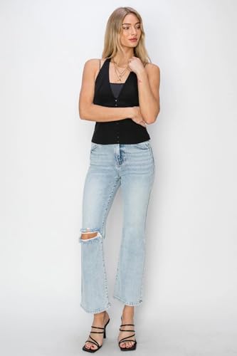 SALT TREE Risen Jeans - High Rise Distressed Ankle Flare Jeans - RDP5696L4
