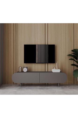 Enwood Regulus Mdf 2 Kapaklı Ahşap Ayaklı 140 Cm Country TV Ünitesi Gri 140 X 52