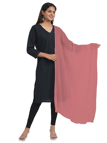 Image of Miraan Solid Pure Cotton Dupatta with Pom Pom Border, 2.25 meters length (DUPCOTTON)
