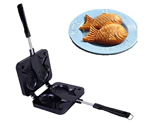 【人気-最新型】Grineka たい焼き器 家庭用 たい焼きメーカー 直火式 テフロン加工 焦げつかない たい焼き器 バーベキュー BBQ用 ガスコンロ 炭火 対応 ハンドル付き 鯛焼きツール 和菓子用調理器具 たい焼きメーカー たい焼き器 たい焼き用 鯛