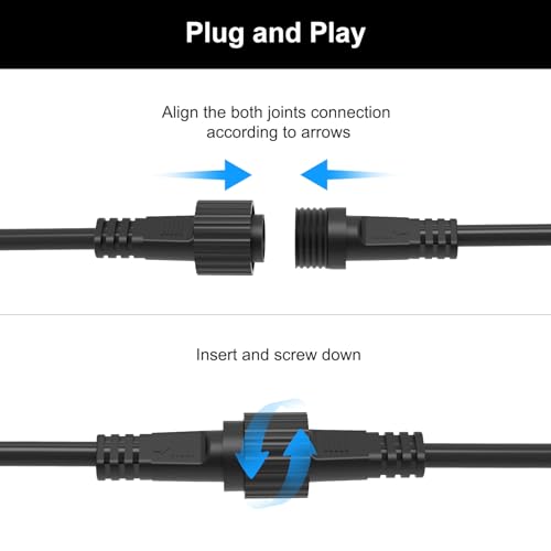 5M Extension Cable, Gcstnn 16.4Ft 2 Pin LED Connector IP65 Waterproof Extension Lead Cord for G40 Globe Lights, Outdoor Festoon Lights, Icicle Fairy Lights, Net Lights, Christmas String Lights