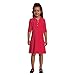 Lands' End Uniform Long Sleeve Pleated Mesh Polo Dress Red Kids 8