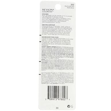 Image of REVLON Pencil Eyeliner, ColorStay Eye Makeup with Built-in Sharpener, Waterproof, Smudgeproof, Longwearing with Ultra-Fine Tip, Black Brown, 0.01 Oz