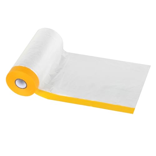 Image of Voomey Pre-Taped Masking Film, Painters Tape with Plastic Attached, Automotive Painters Tape and Drape for Appliances, Furniture, Wood Surfaces & DIY Projects - 3ft x 82ft