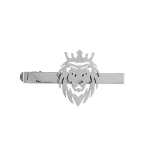 Image of Stainless Steel Animal Creative Crown Lion Brooches for Women and Men