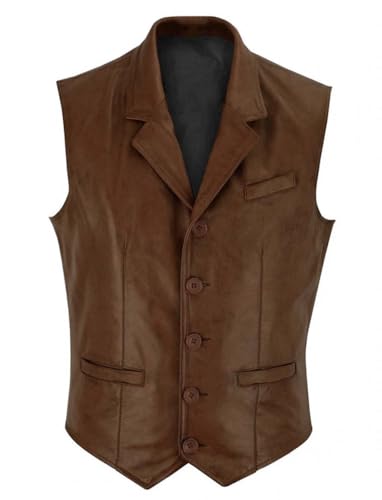 VENNYNG Men's Thick Faux Leather Vest with Adjustable Back Belt Autumn Winter Waistcoat for Suits Casual Layering
