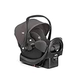 Joie Rue Lightweight Infant Car Seat & Anti-Rebound Base –Side-Impact Protection, 5-Point Harness, and UPF 50+ Canopy for Newborns and Infants (Thunder)